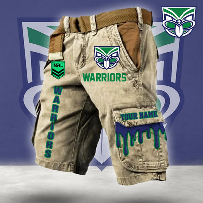 PREMIUM NRL X WAR Cargo Shorts Custom Name Limited Edition NDT LVH