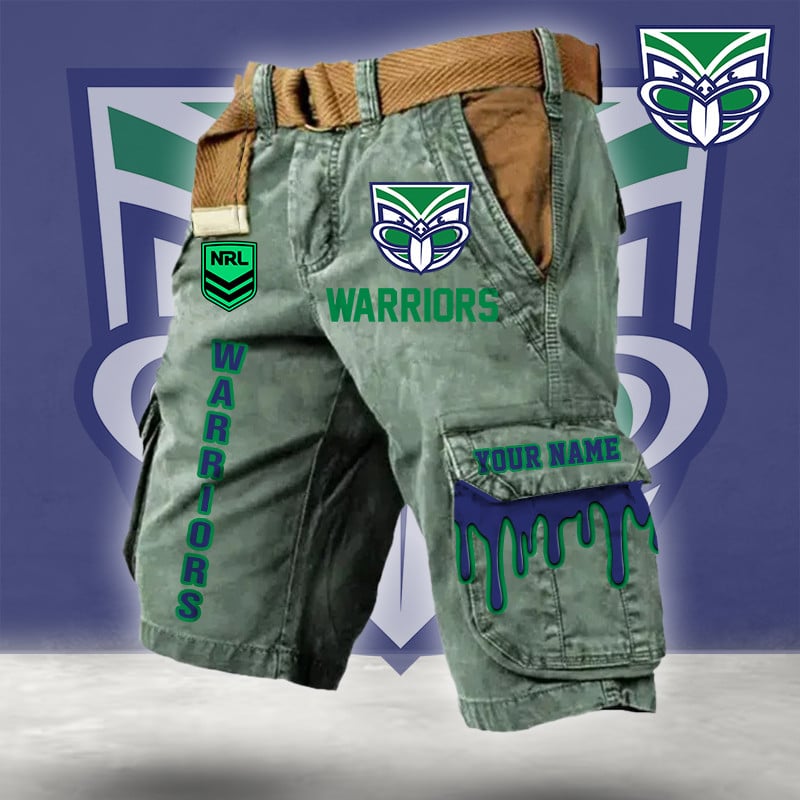 PREMIUM NRL X WAR Cargo Shorts Custom Name Limited Edition NDT LVH