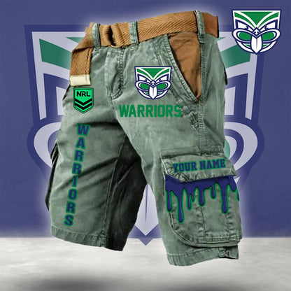 PREMIUM NRL X WAR Cargo Shorts Custom Name Limited Edition NDT LVH