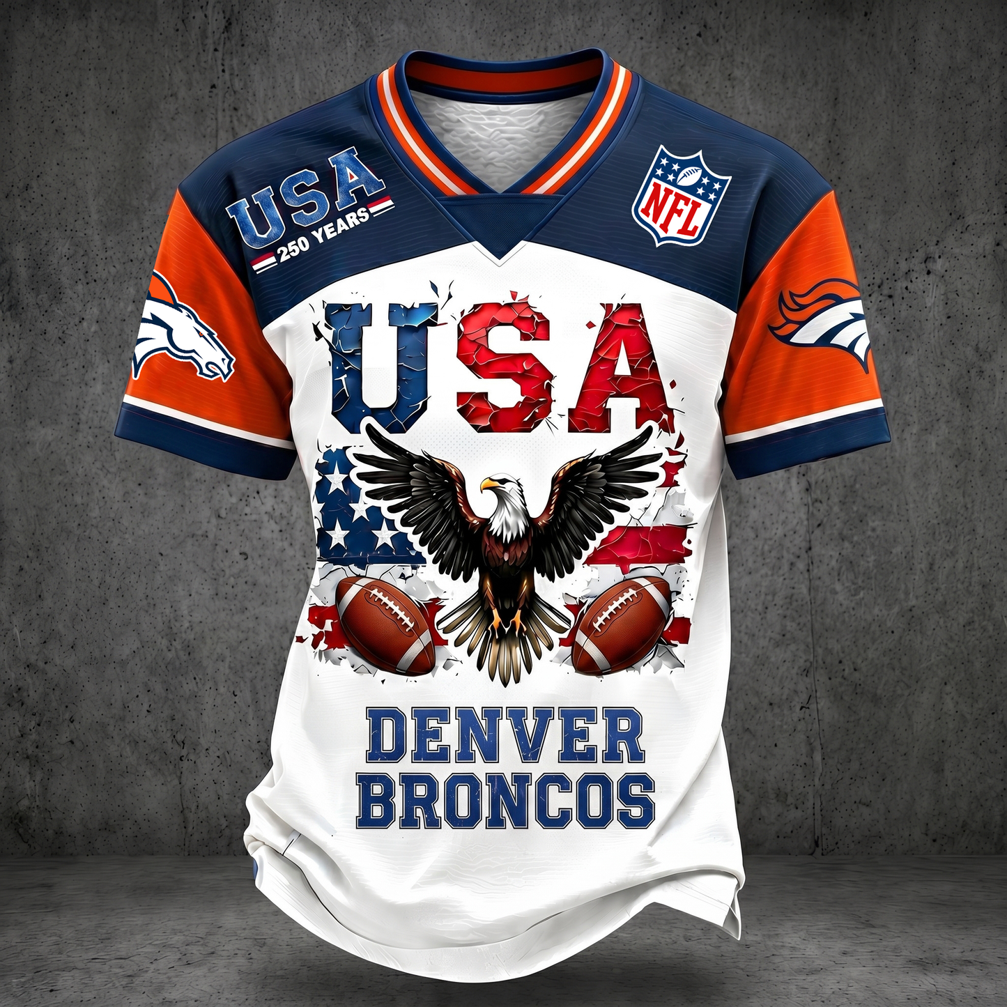 PREMIUM NFL X DB 250TH anniversary LUXURY V-Neck T- Shirt 130626