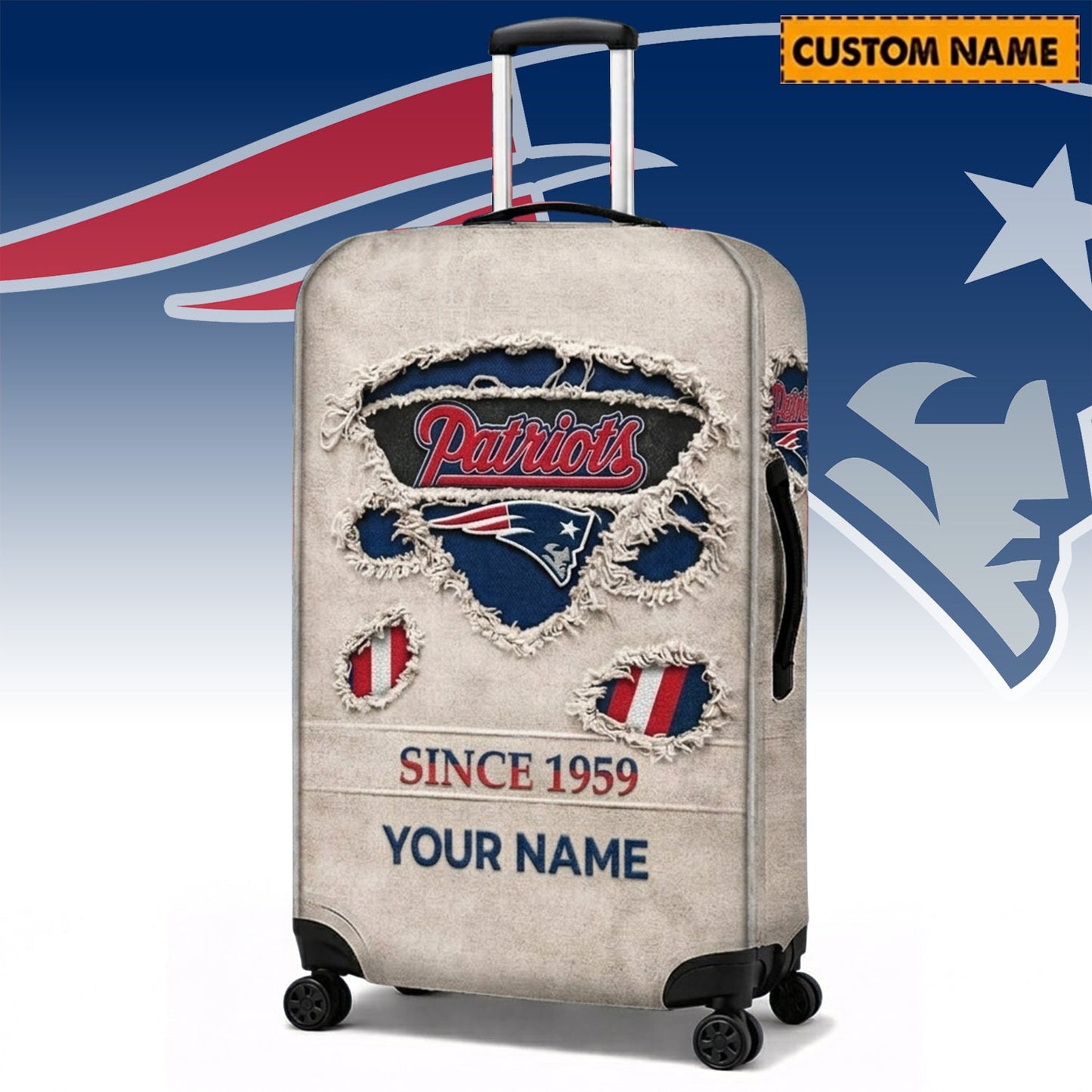 PREMIUM NFL X NEW Vintage Luggage Cover Custom Name NDT NHM 060426