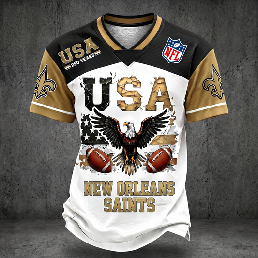 PREMIUM NFL X NOS 250TH anniversary LUXURY V-Neck T- Shirt 130626