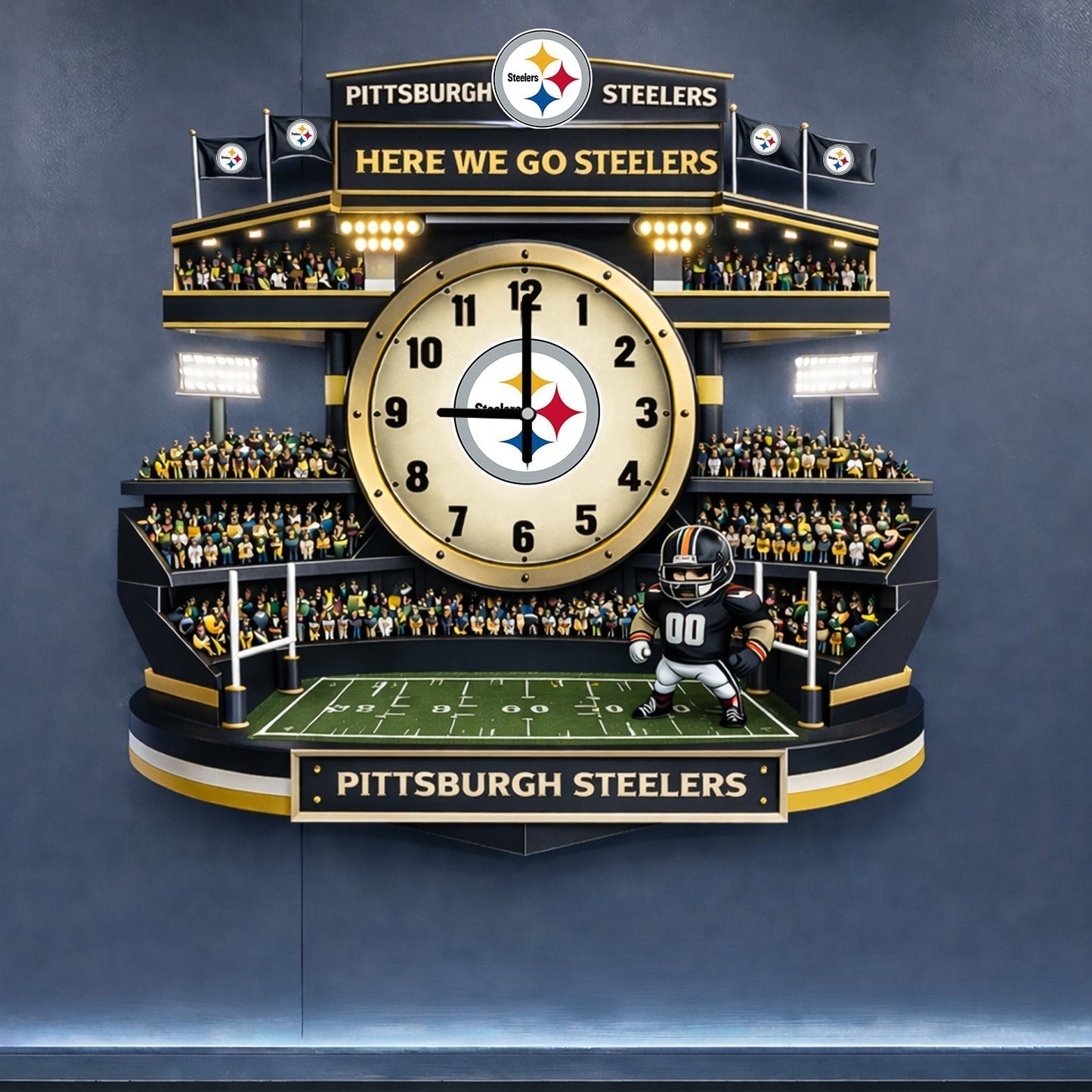 PREMIUM NFL X PIT 3D Visual Effect Acrylic Clock NDT NHM 130126