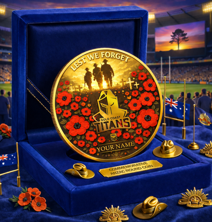 PREMIUM NRL X GCT Anzac Day 2026 Commemorative Coin Custom Name Limited Edition NDT VHM 160326