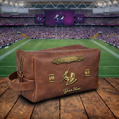 PREMIUM NRL  X MS 3D EMBOSSED LEATHER TOILETRY BAG Limited Edition NDT VHM