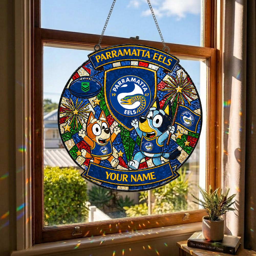 PREMIUM NRL X PE Bluey Suncatcher Custom  Name  Limited Edition NDT NTN 230426
