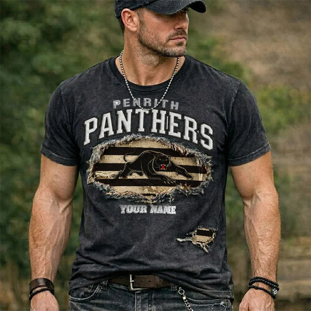 PREMIUM NRL X PP Black Vintage Washed T-shirt NDT NTN 040426