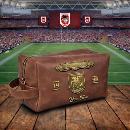 PREMIUM NRL  X SGID 3D EMBOSSED LEATHER TOILETRY BAG Limited Edition NDT VHM