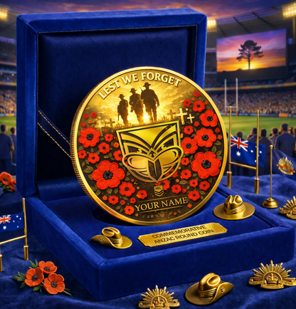 PREMIUM NRL X WAR Anzac Day 2026 Commemorative Coin Custom Name Limited Edition NDT VHM 160326