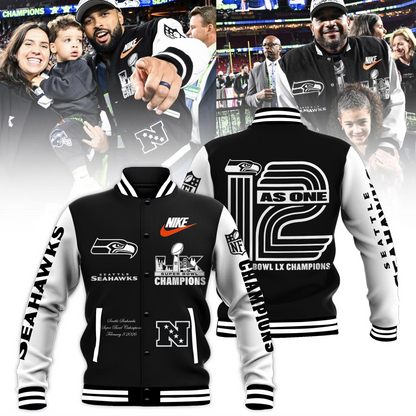 PREMIUM Super Bowl LX  X SEA Champions Limited Edition Baseball Jacket  V4 NDT VHM 100226