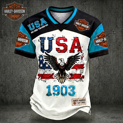 PREMIUM HAR X LUXURY V-Neck Patchwork 250 Years Of T- Shirt NDT NHM 170626