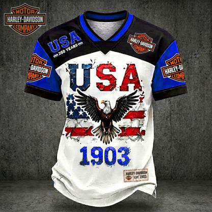 PREMIUM HAR X LUXURY V-Neck Patchwork 250 Years Of T- Shirt NDT NHM 170626