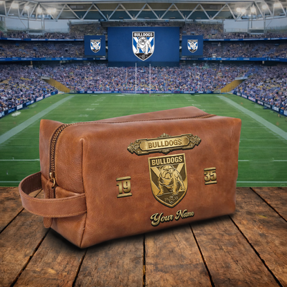 PREMIUM NRL  X CBB 3D EMBOSSED LEATHER TOILETRY BAG Limited Edition NDT VHM