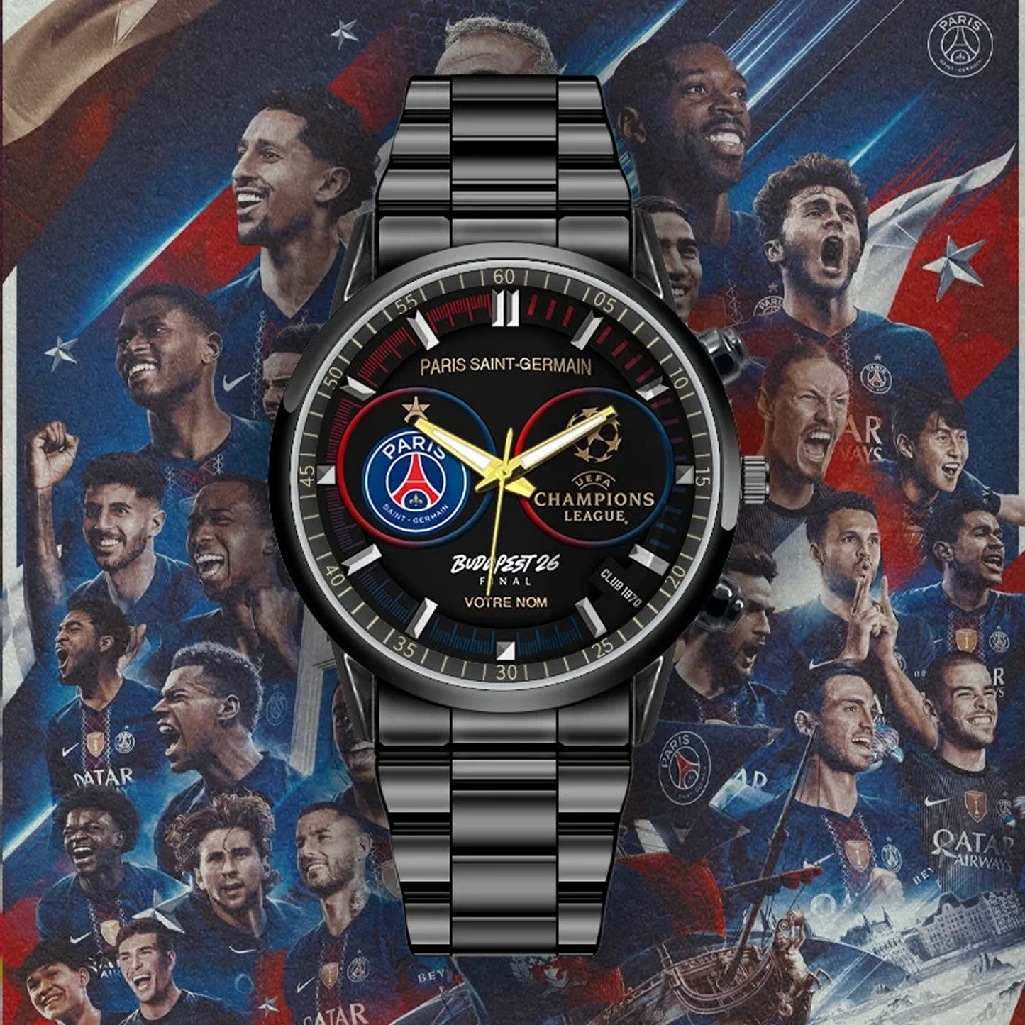 Personalized PSG x 2026 Champions Alloy Luxury Quartz Watch V4 DATND TANTD 180526