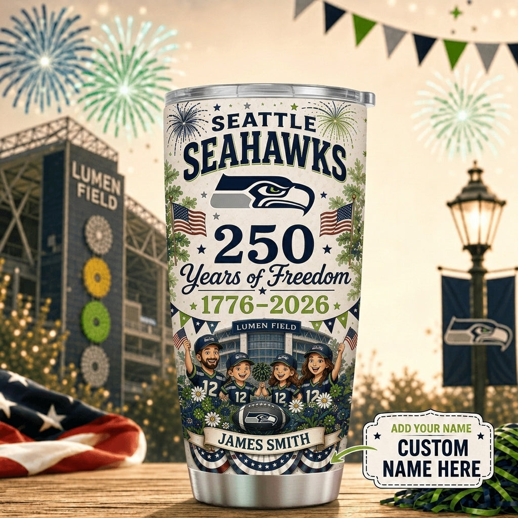 Personalized SS Premium NFL 250 Years Of Freedom Classic Tumbler 150626