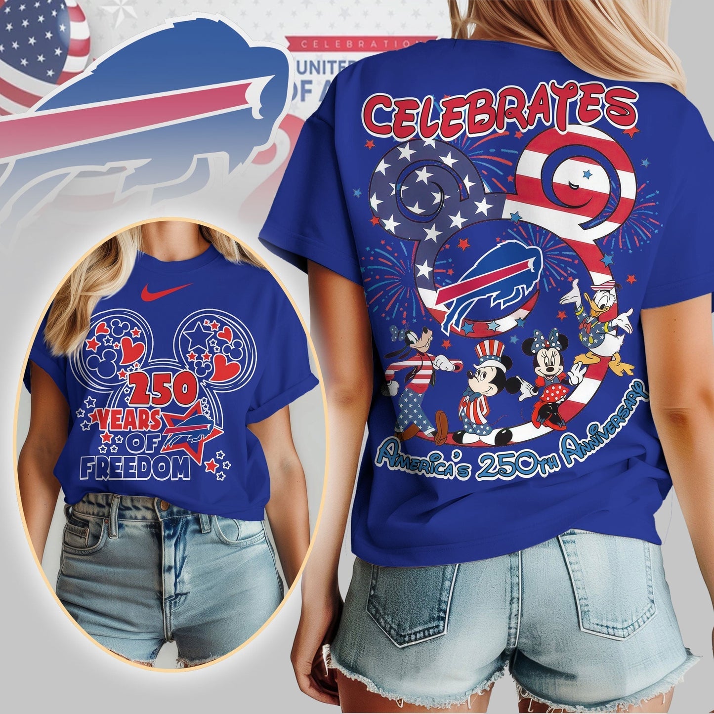 Premium NFL X BB Mouse  Celebrates America 250th Anniversary Women Shirt NDT LVH