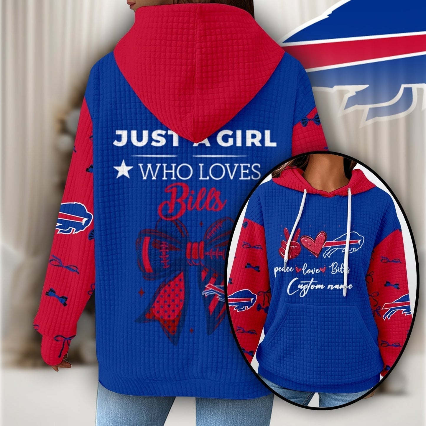 Premium NFL X BUF Women's Waffle Hoodie NDT NHM