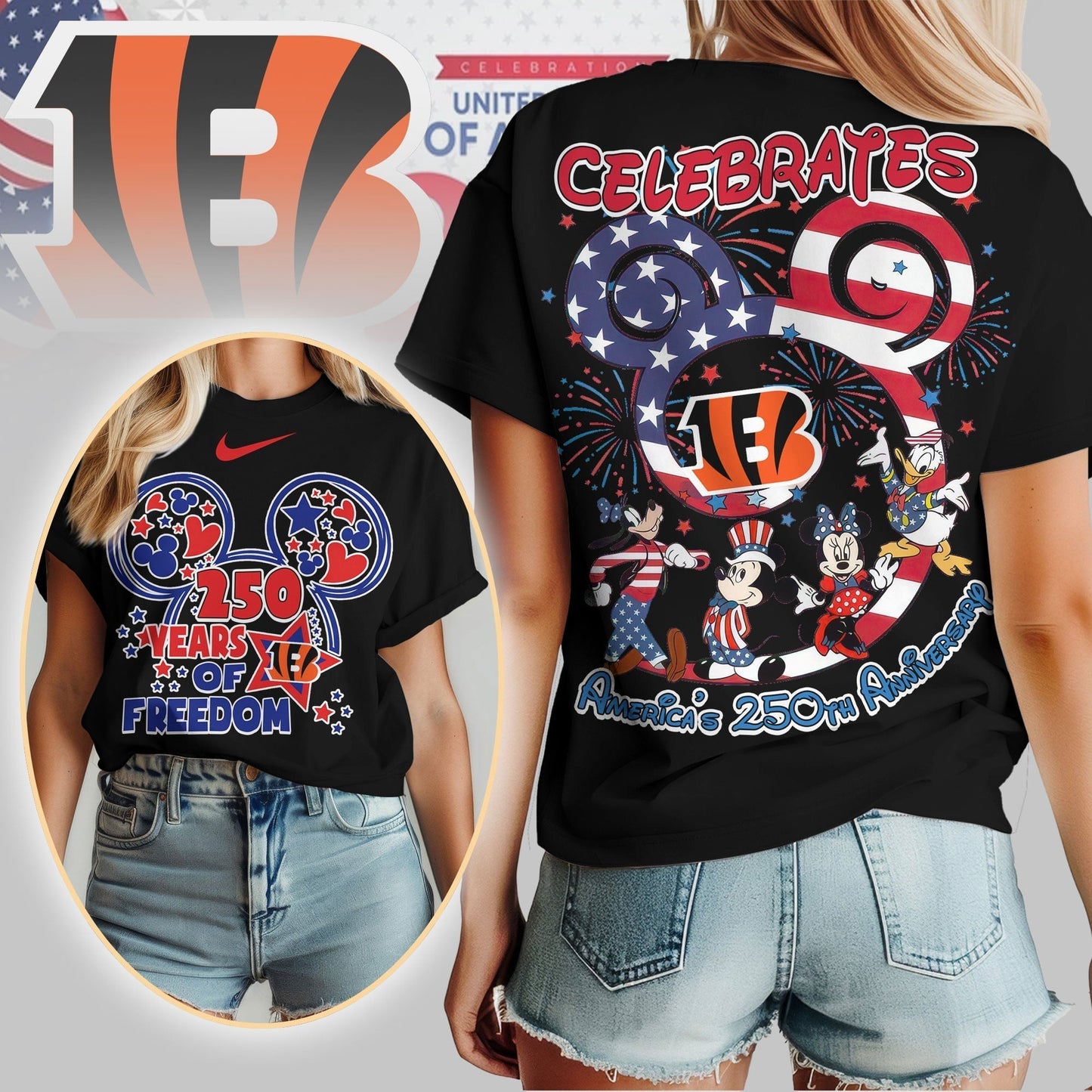 Premium NFL X CB2 Mouse  Celebrates America 250th Anniversary Women Shirt NDT LVH