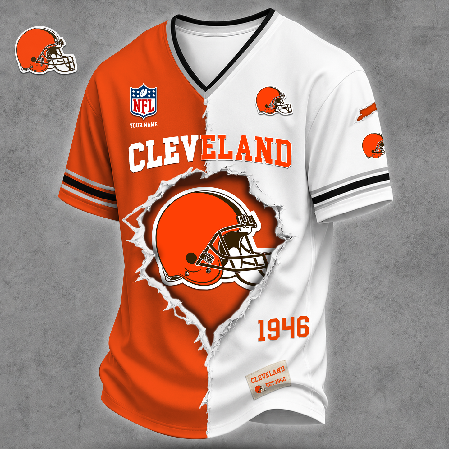 Premium NFL X CLE Game Day Streetwear V-neck  Shirt NDT VHM 040626
