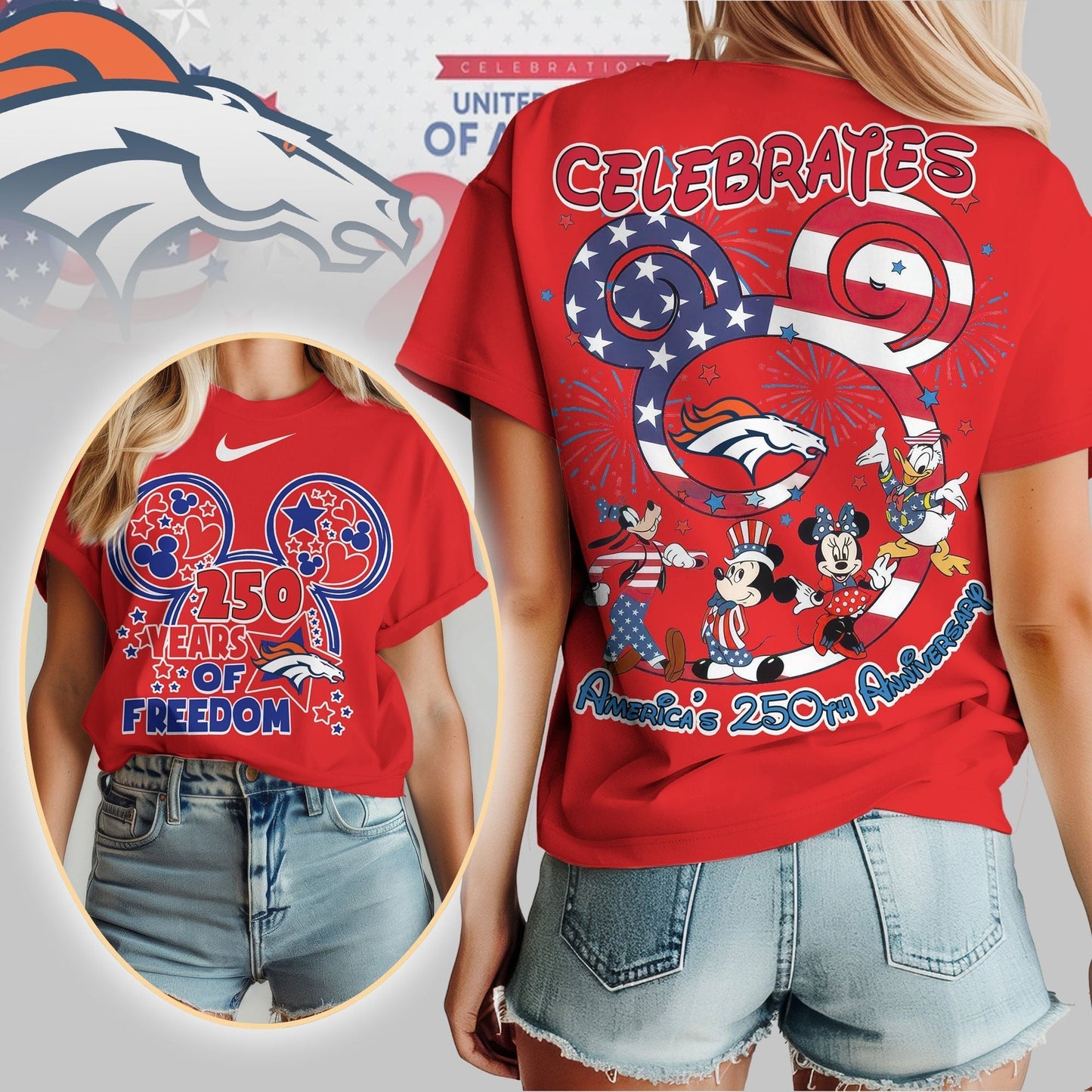 Premium NFL X DB Mouse  Celebrates America 250th Anniversary Women Shirt NDT LVH