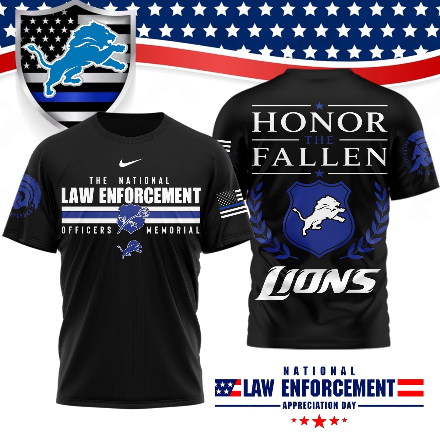 Premium NFL X DET The National Law Enforcement 3D Shirt NDT LVH 050626