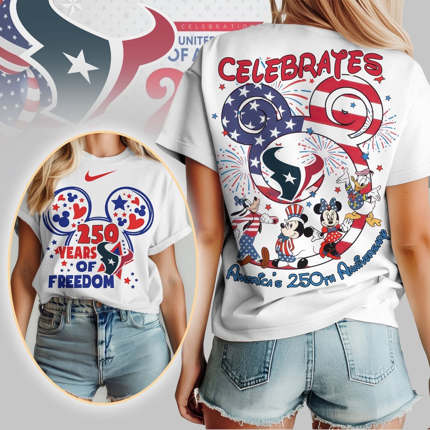 Premium NFL X HT Mouse  Celebrates America 250th Anniversary Women Shirt NDT LVH