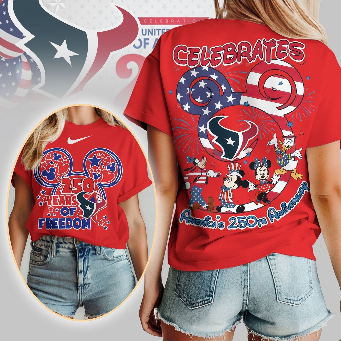 Premium NFL X HT Mouse  Celebrates America 250th Anniversary Women Shirt NDT LVH