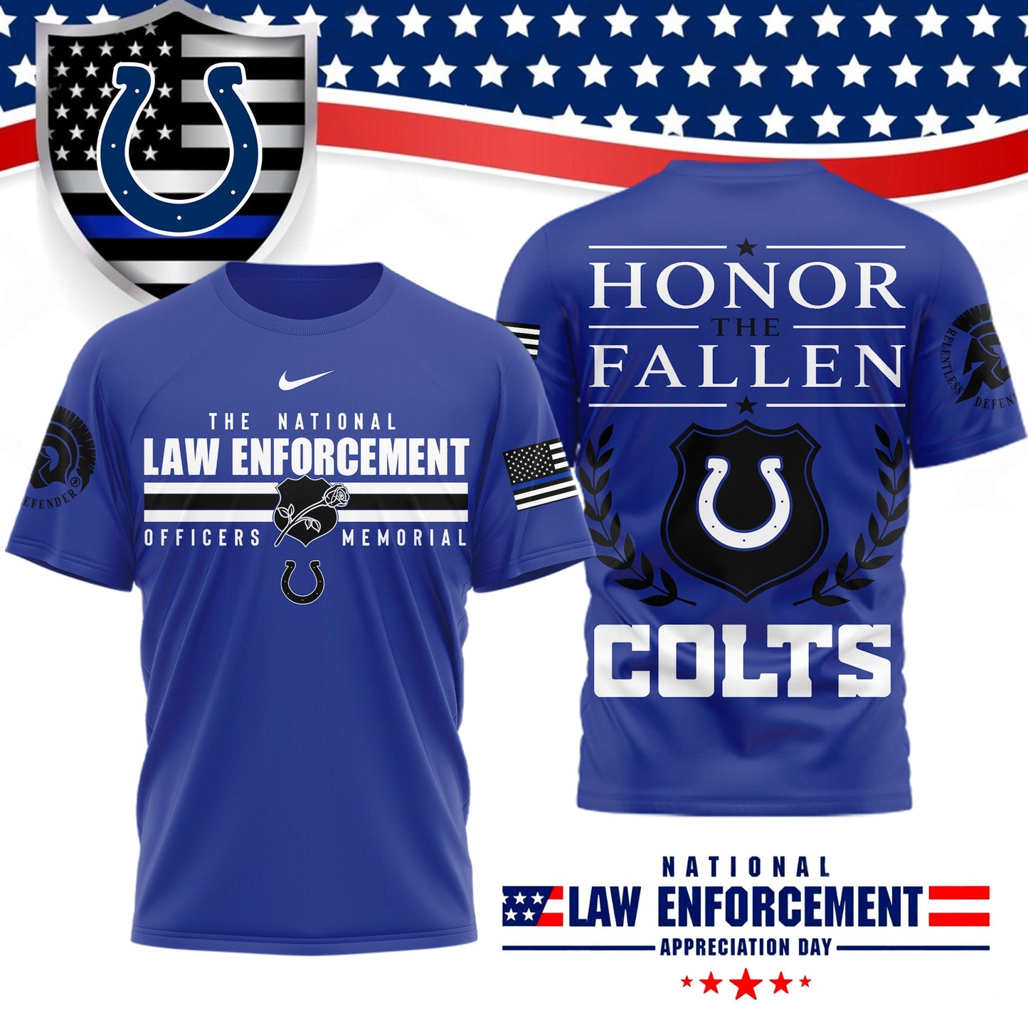Premium NFL X IND The National Law Enforcement 3D Shirt NDT LVH 050626