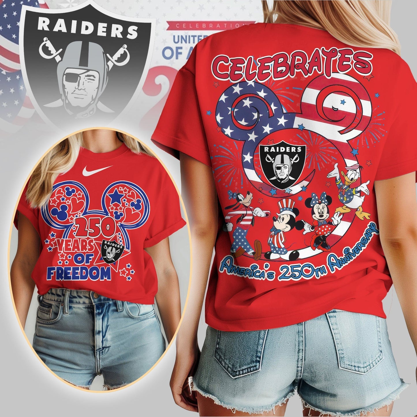 Premium NFL X LVR Mouse  Celebrates America 250th Anniversary Women Shirt NDT LVH
