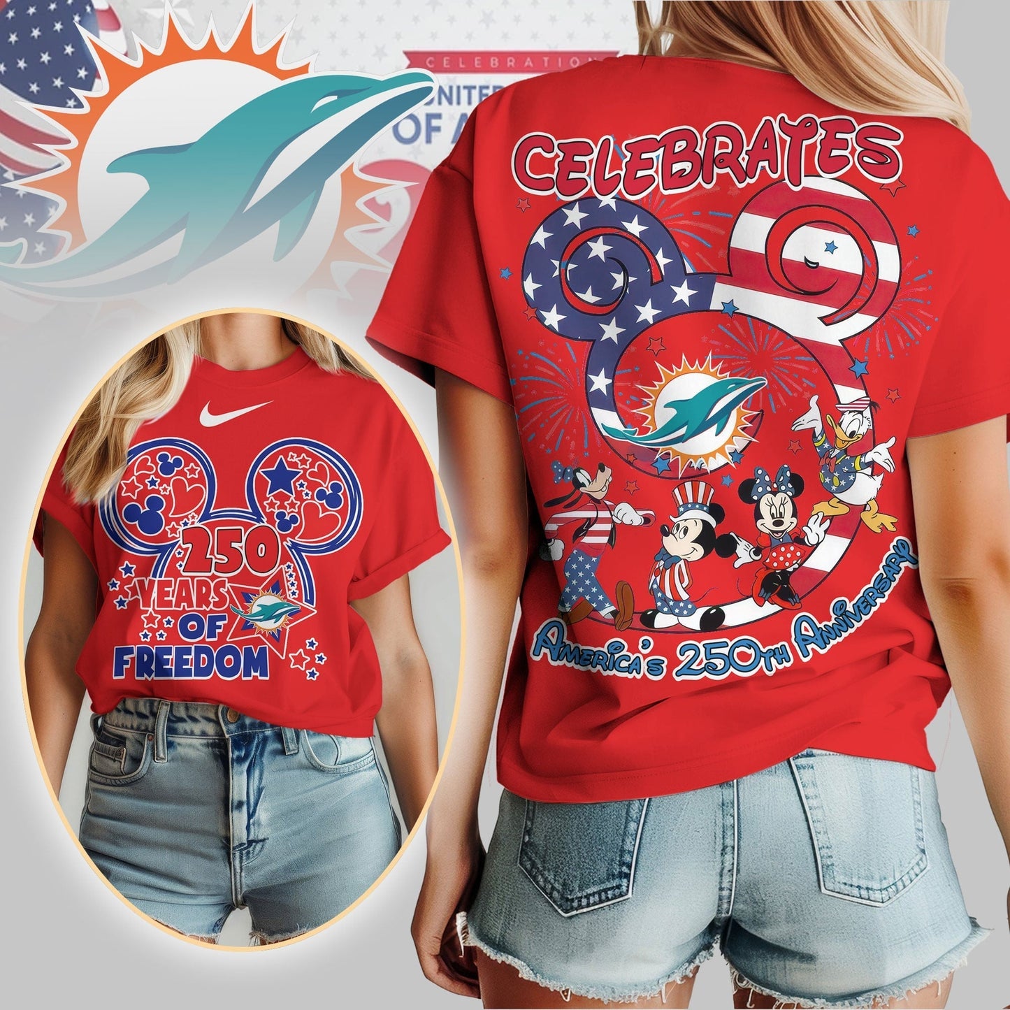 Premium NFL X MD Mouse  Celebrates America 250th Anniversary Women Shirt NDT LVH