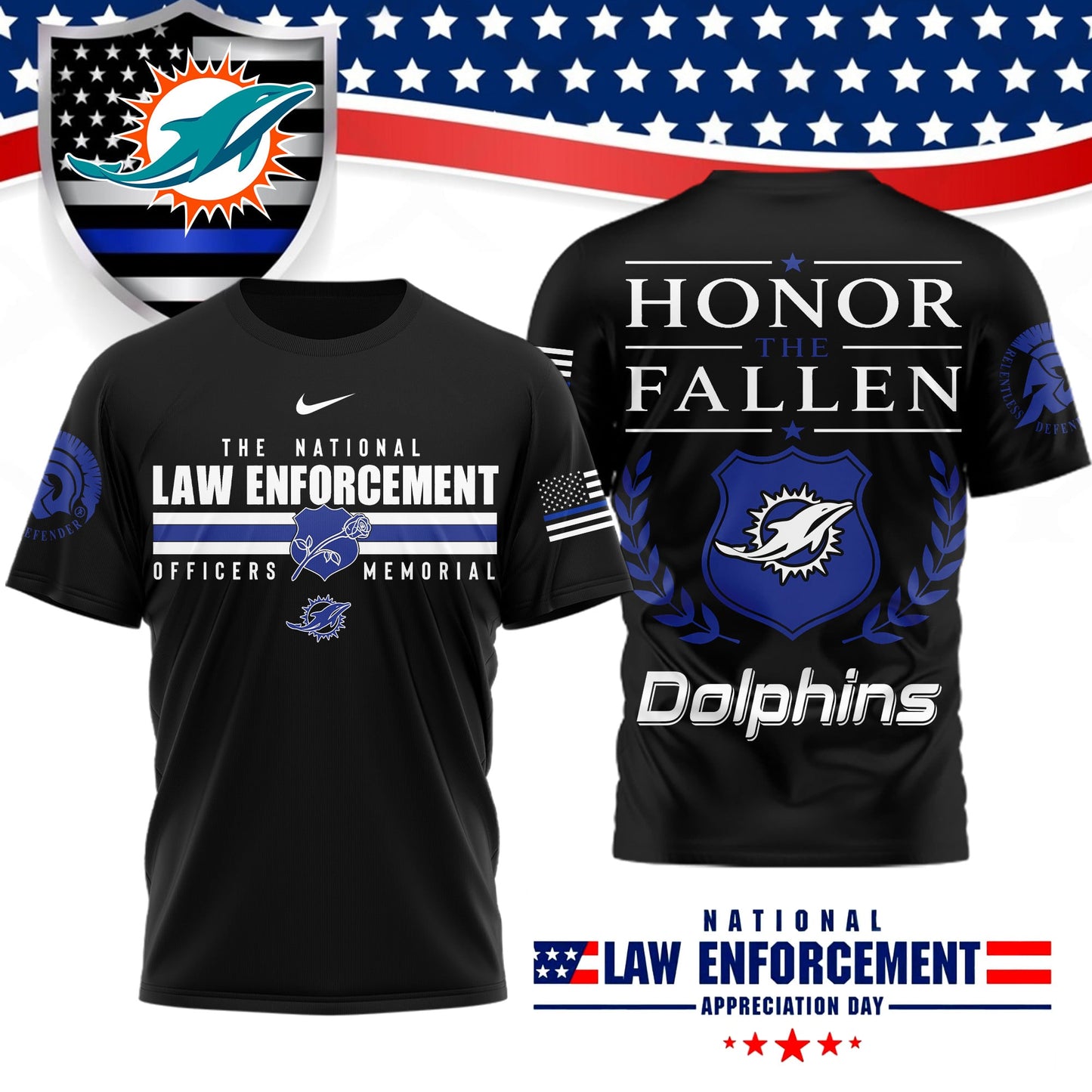 Premium NFL X MIA The National Law Enforcement 3D Shirt NDT LVH 050626