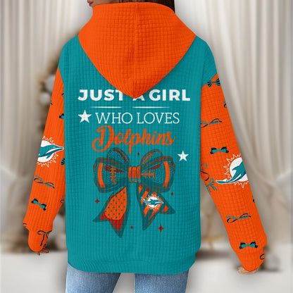 Premium NFL X MIA Women's Waffle Hoodie NDT NHM