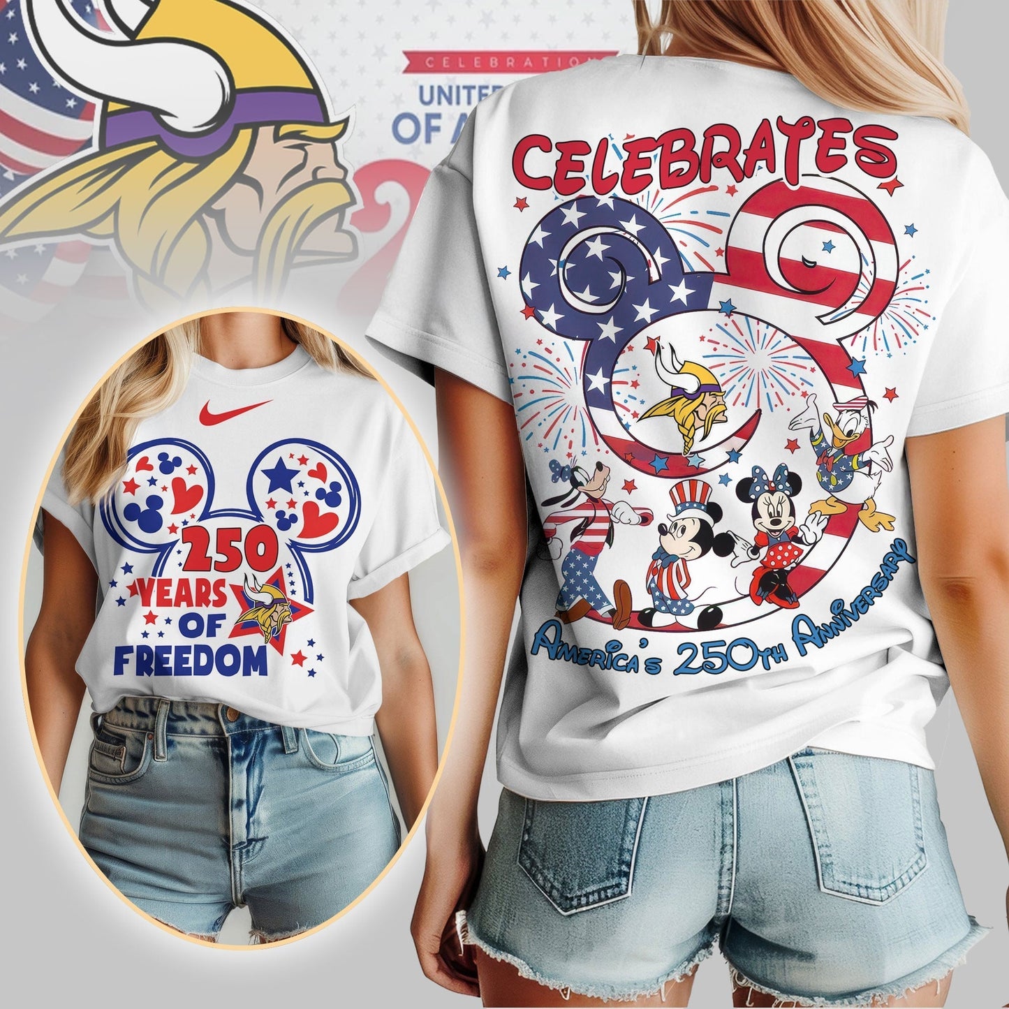 Premium NFL X MV Mouse  Celebrates America 250th Anniversary Women Shirt NDT LVH
