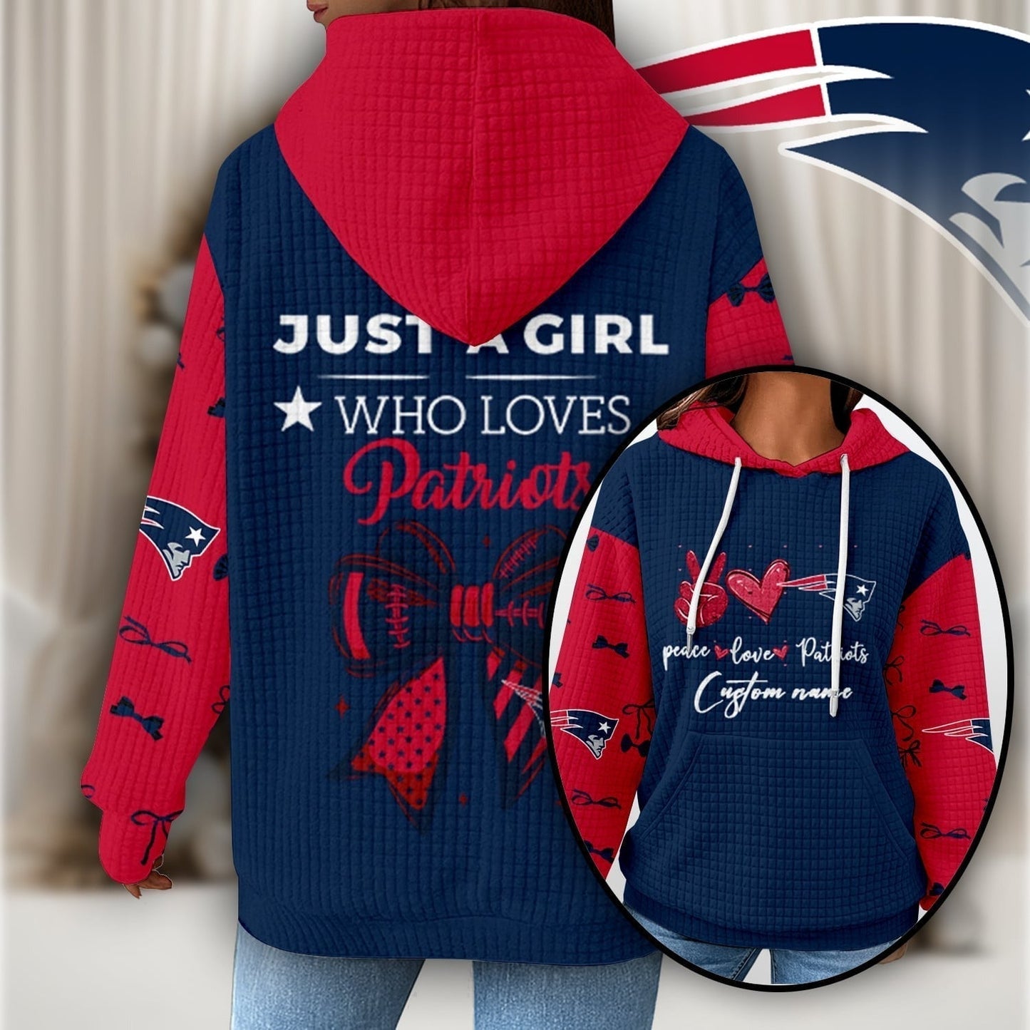 Premium NFL X NE Women's Waffle Hoodie NDT NHM