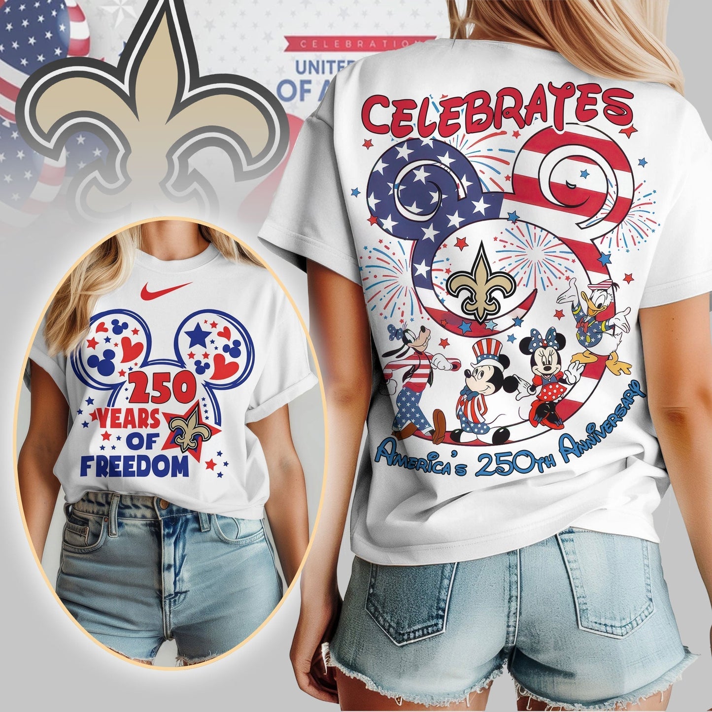Premium NFL X NOS Mouse  Celebrates America 250th Anniversary Women Shirt NDT LVH