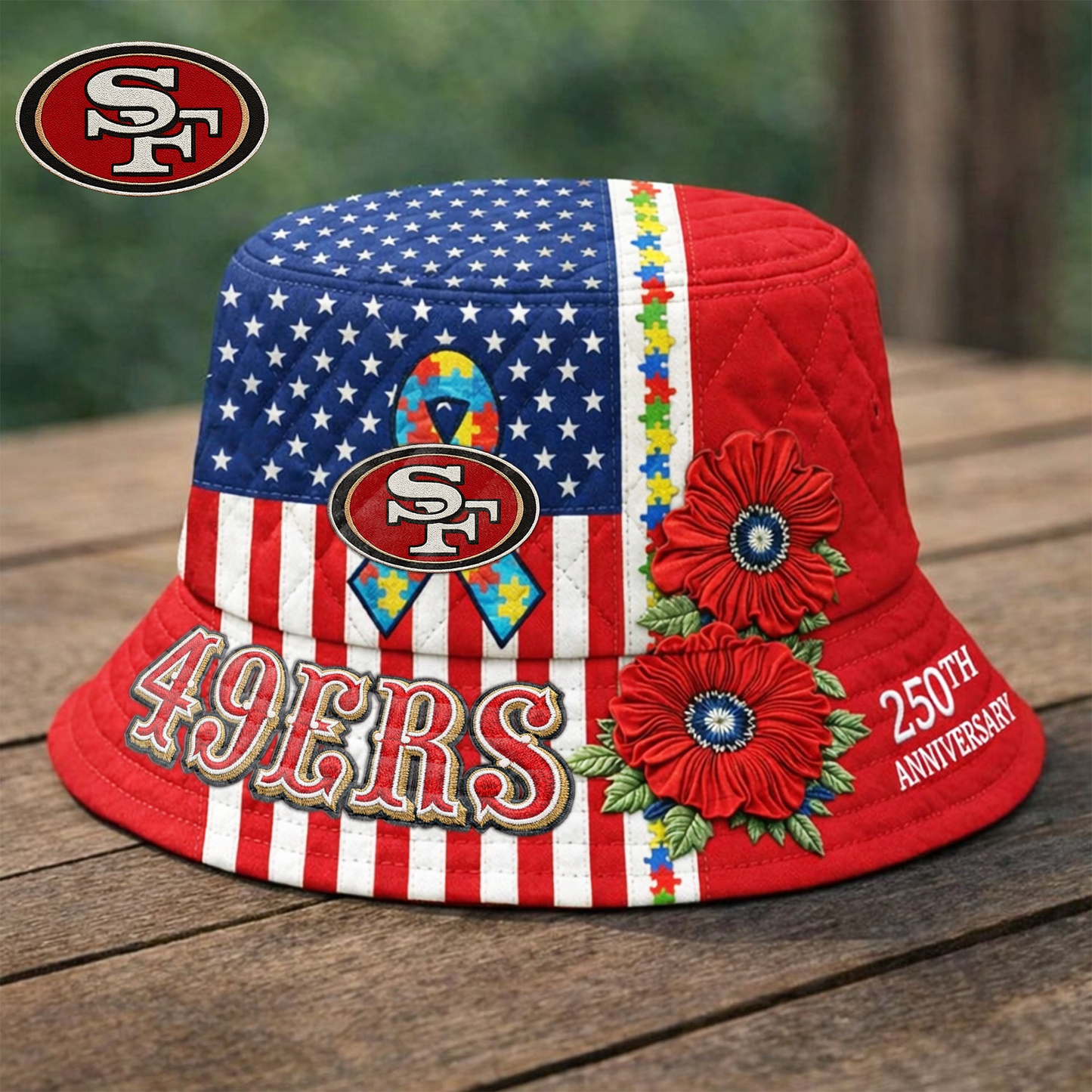 Premium NFL X SF Autism 250th Anniversary Bucket Hat  NDT VHM