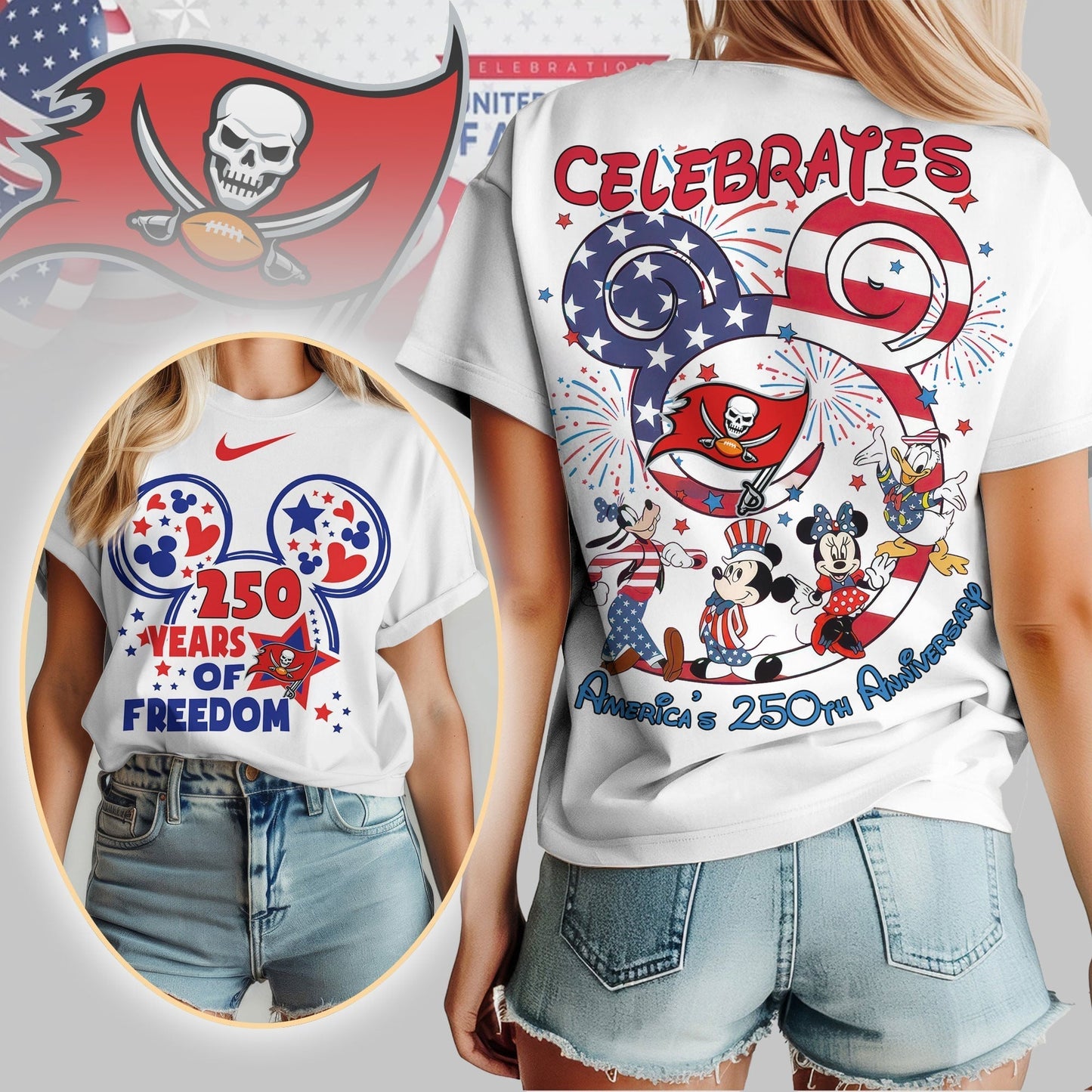 Premium NFL X TBB Mouse  Celebrates America 250th Anniversary Women Shirt NDT LVH