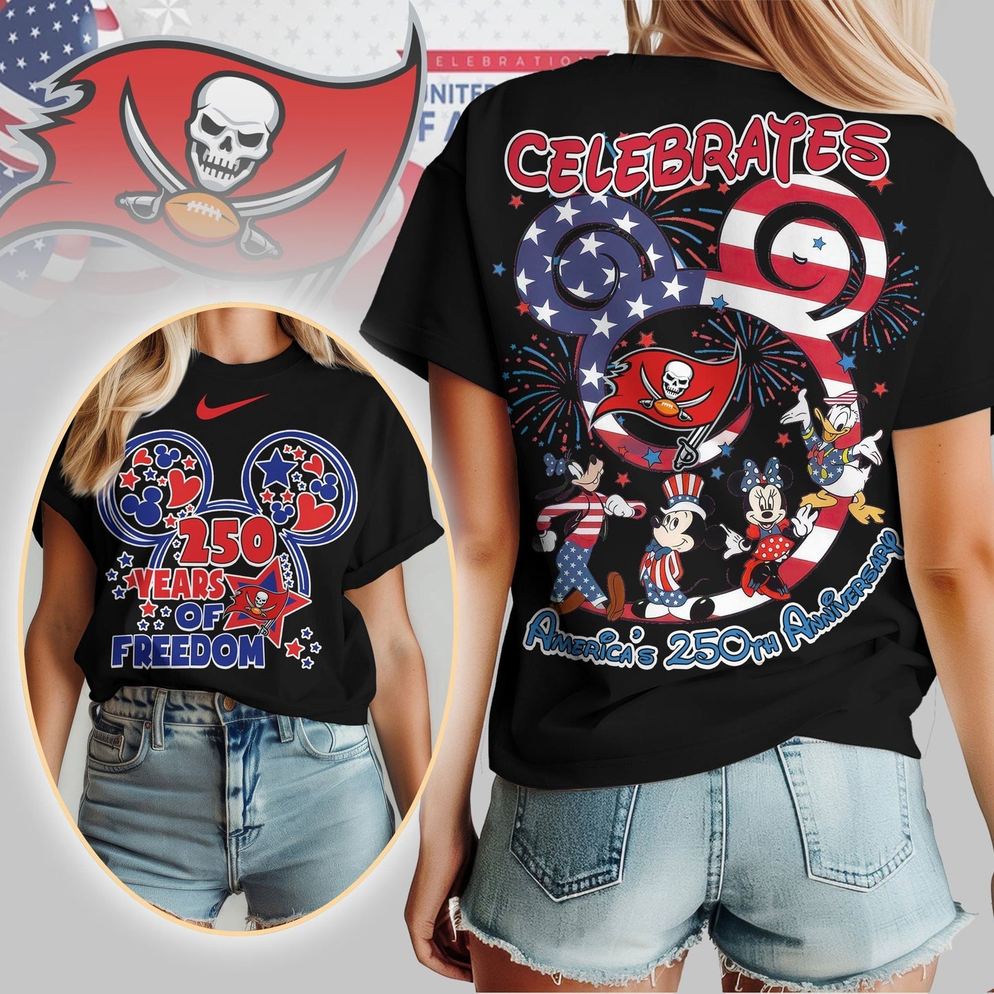 Premium NFL X TBB Mouse  Celebrates America 250th Anniversary Women Shirt NDT LVH
