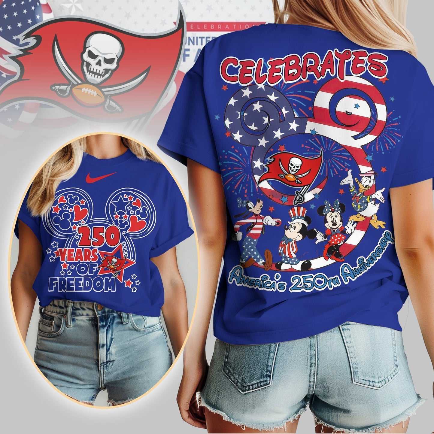 Premium NFL X TBB Mouse  Celebrates America 250th Anniversary Women Shirt NDT LVH