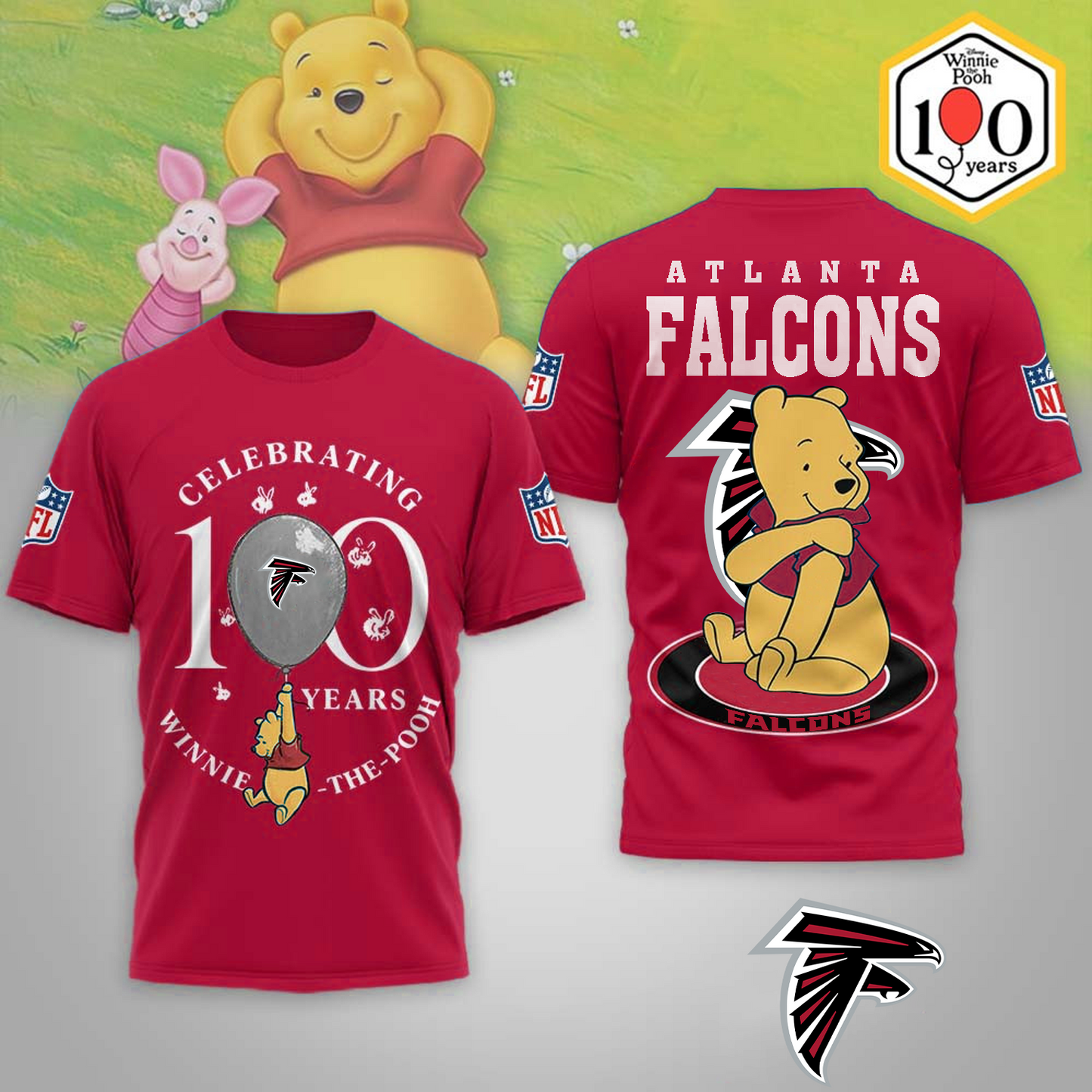 Premium NFL x ATL Winnie The Pooh 100th Anniversary 3D Shirt DATND TANTD