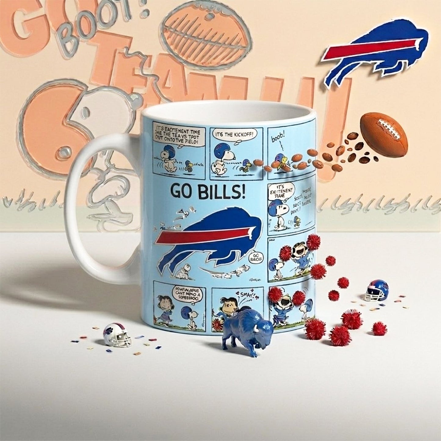 Premium NFL x BUF Peanuts Comic Mug NDT NHM 210426