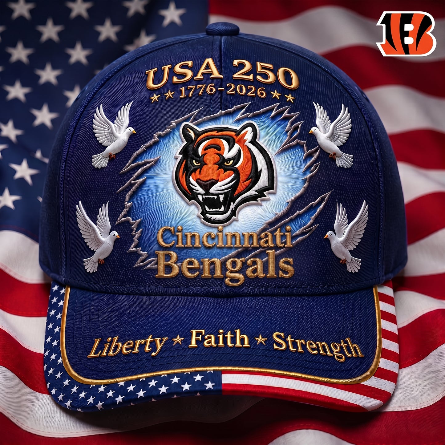 Premium NFL x CIN 250 Years Anniversary Of Freedom Cap V3  260626