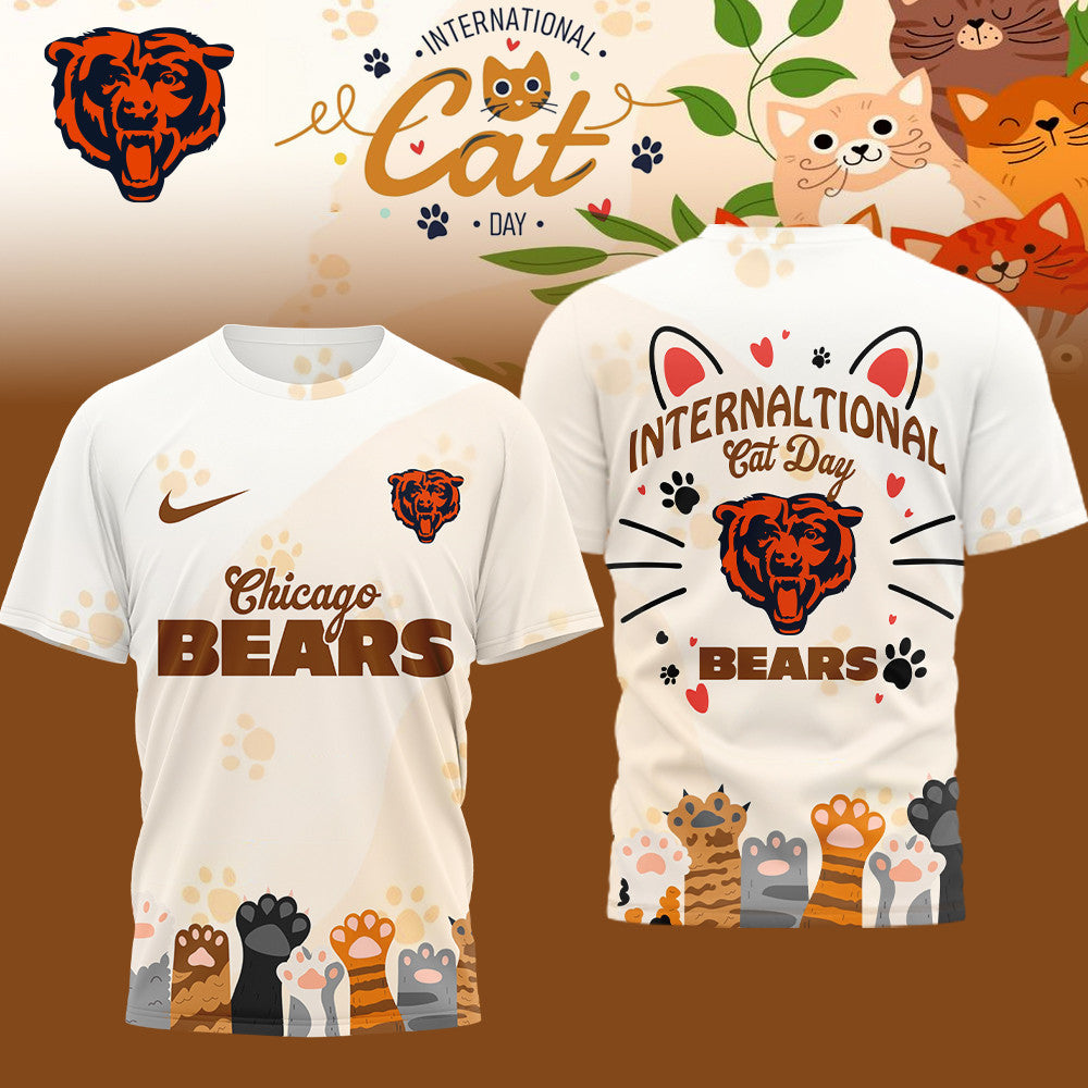 Premium NFL x Chicago Bears International Cat Day 3D Shirt NDT LVH