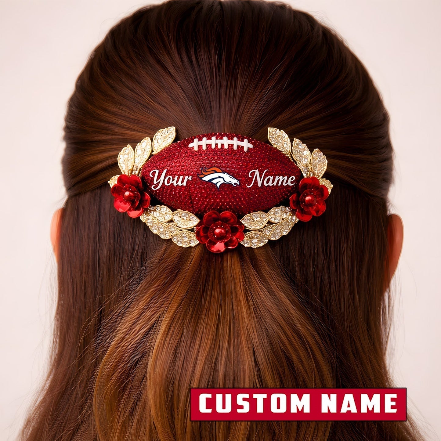 Premium NFL x Denver Broncos Personalized Women's Hair Pin - Valentine Edition NDT LVH