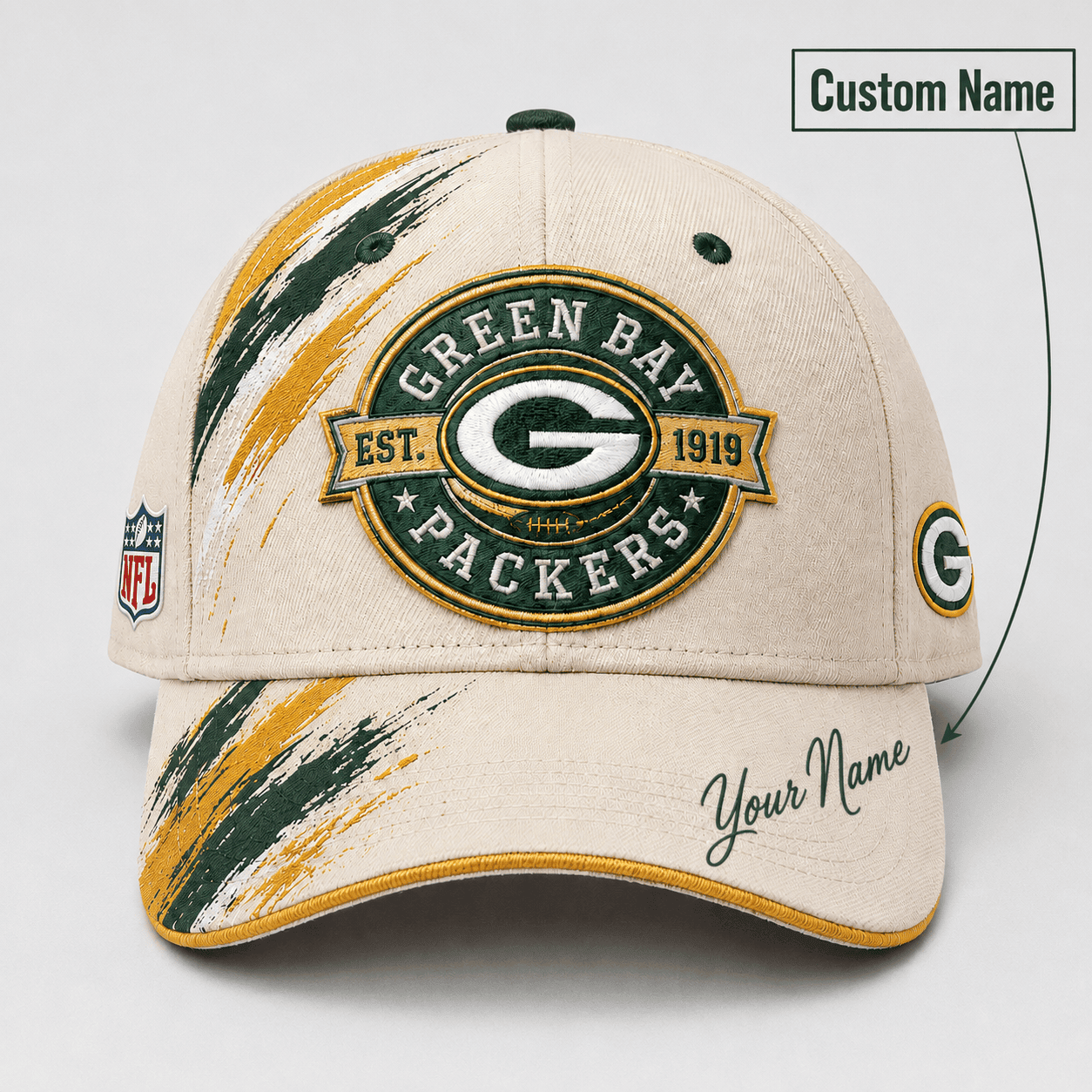 Premium NFL x GB Custom Name Cap For Football Fans Loving Sporty Style 030726