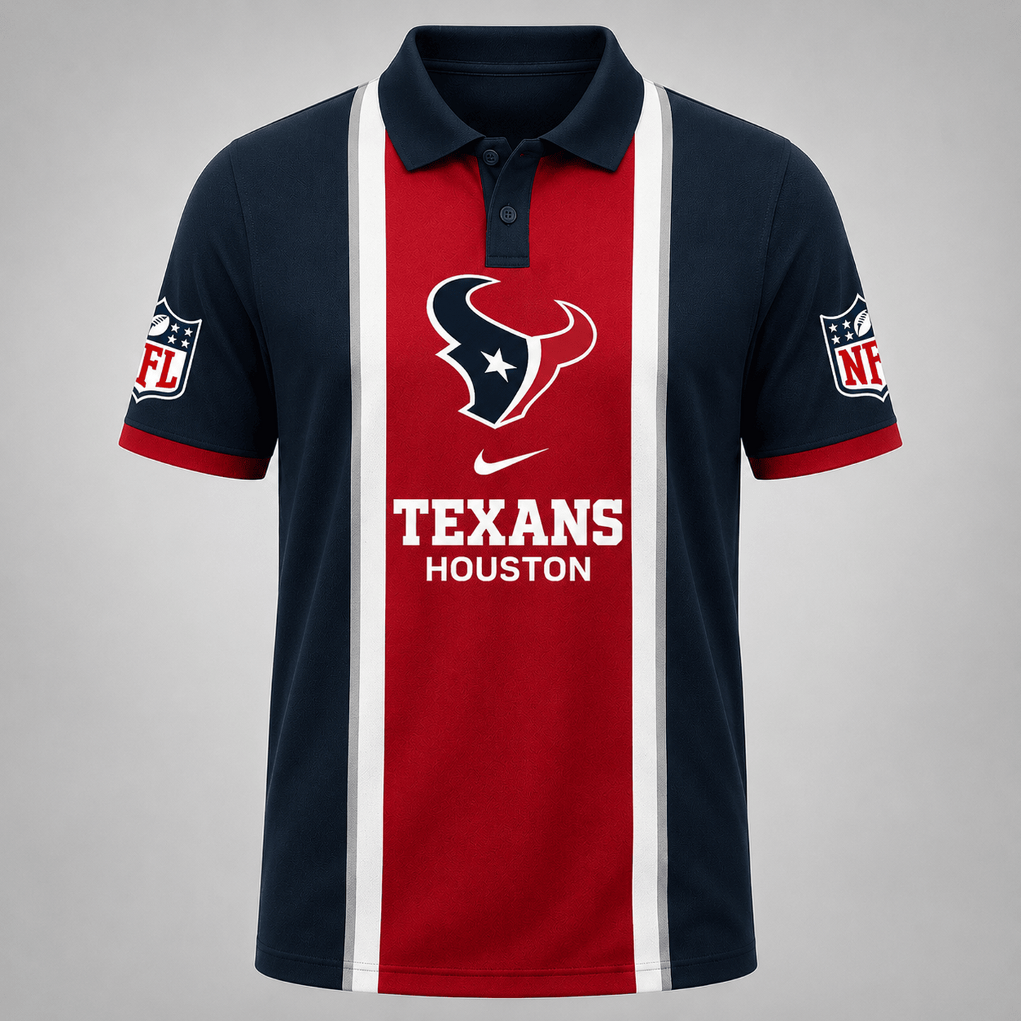 Premium NFL x HOU Sports Inspired Vertical Stripe Polo 250626
