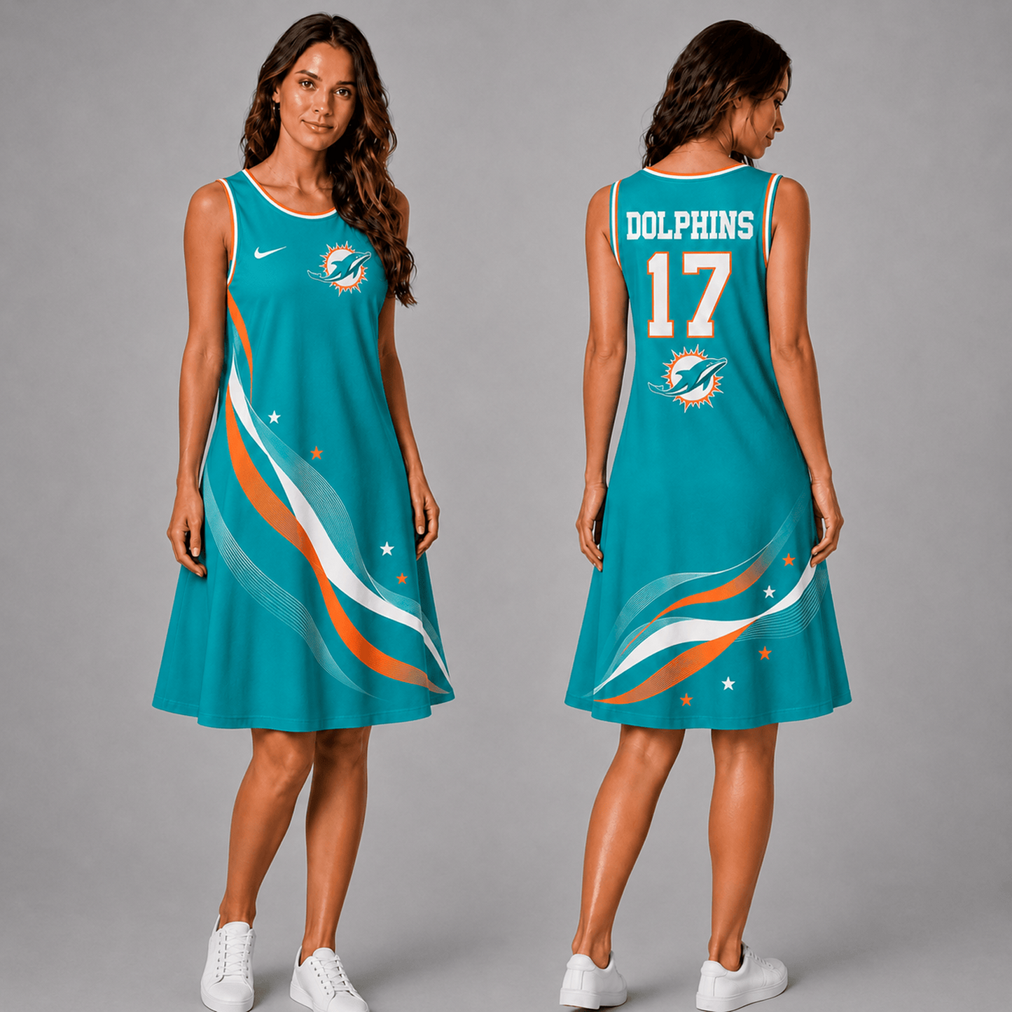 Premium NFL x MIA Style Custom Sleeveless Dress Personalized Name Number 180626