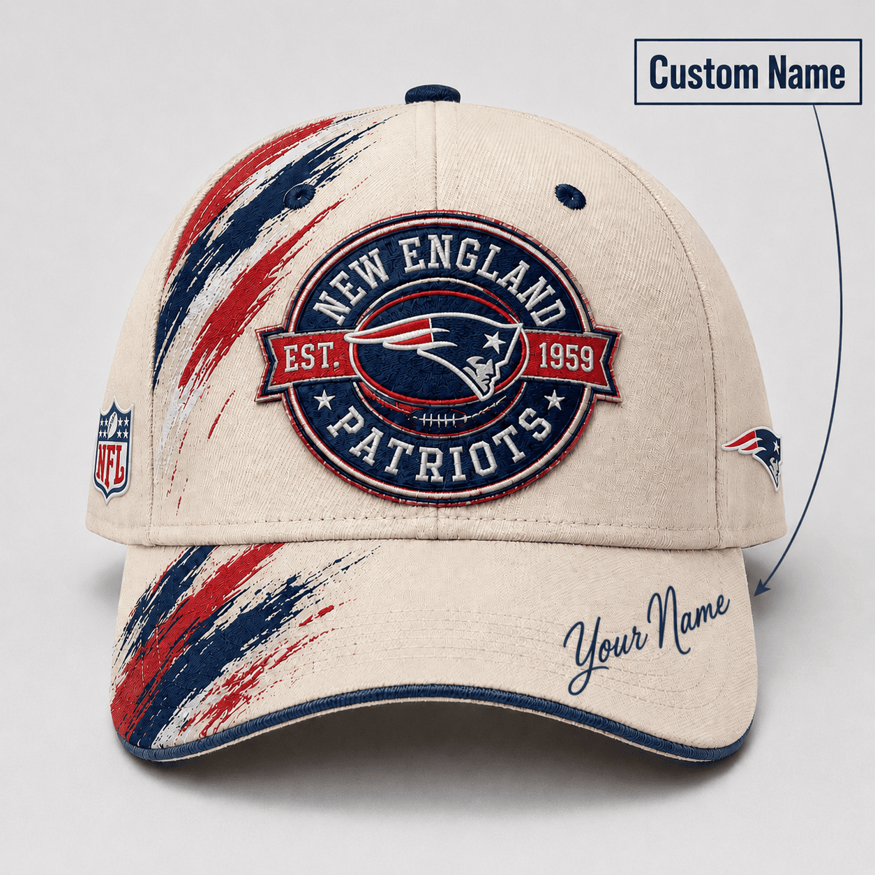 Premium NFL x NE Custom Name Cap For Football Fans Loving Sporty Style 030726