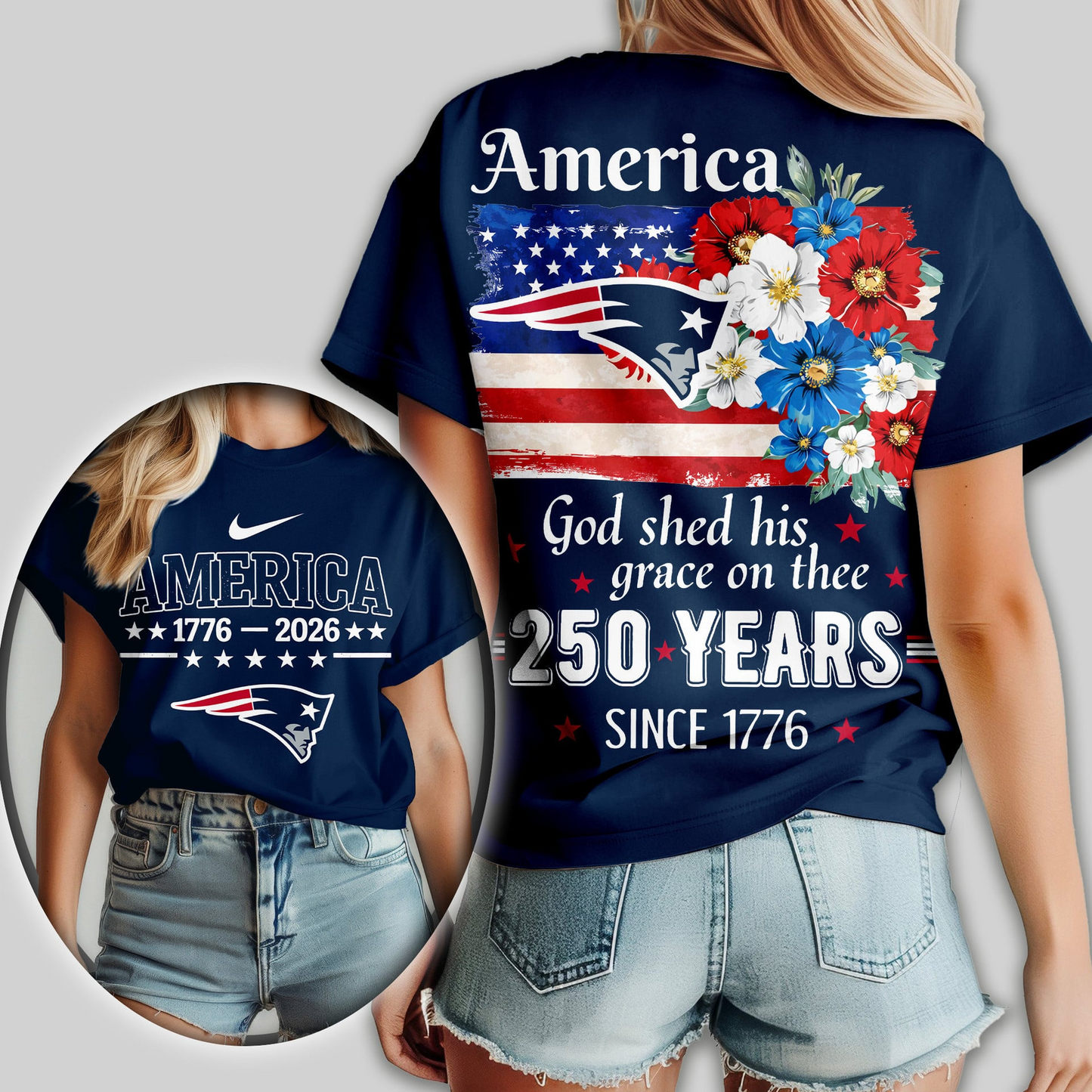 Premium NFL x NEP America God Shed His Grace On Thee Women Shirt NDT VHM