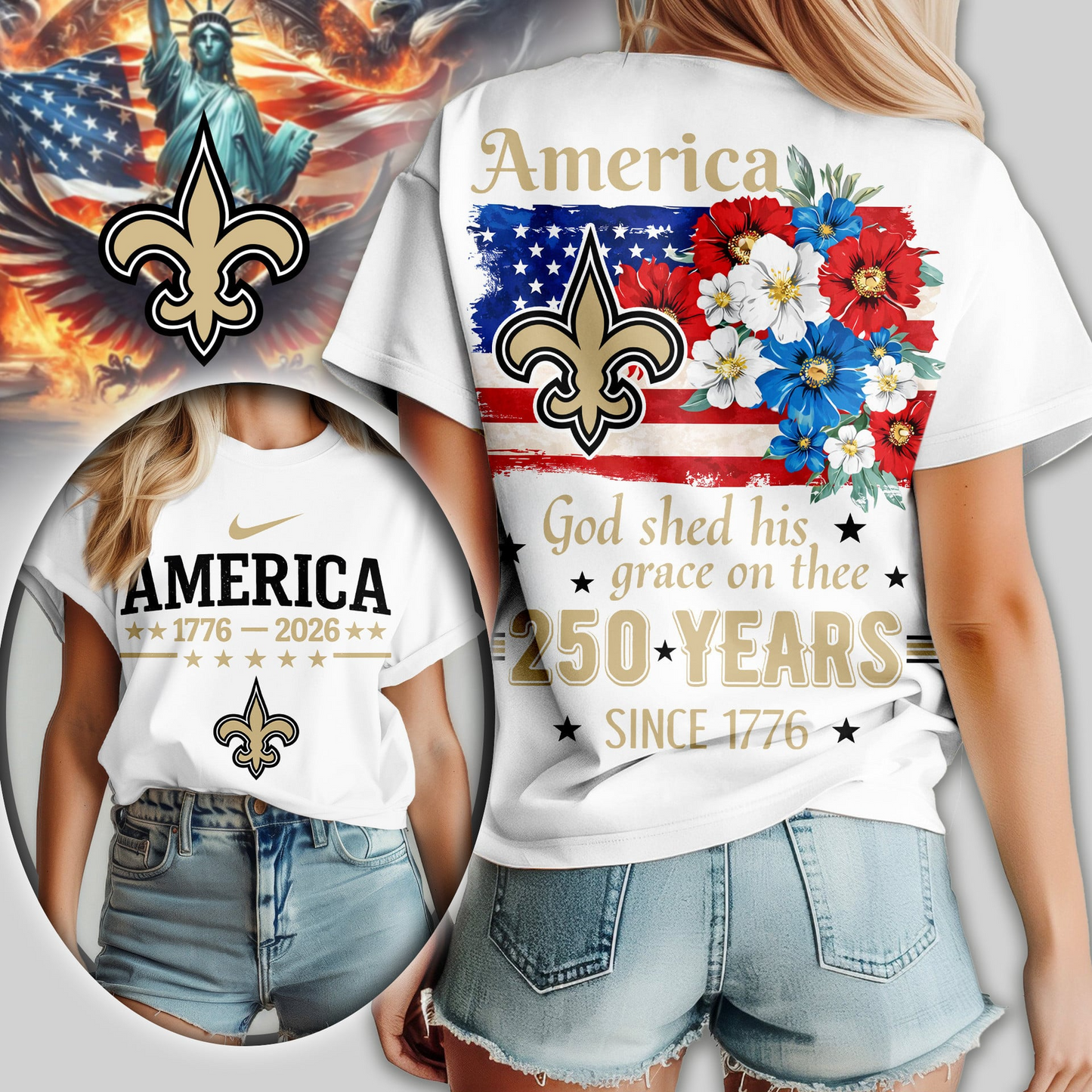 Premium NFL x NOS America God Shed His Grace On Thee Women Shirt NDT VHM